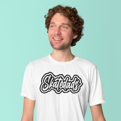 Skate Dads Cursive Black and White Logo Thumbnail